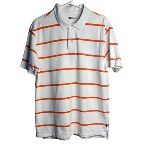 GAP Mens Classic Fit White Orange Stripe Polo Shirt